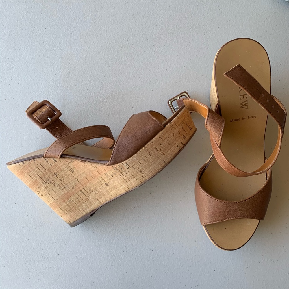 J. Crew Brown Leather Wedges size 6